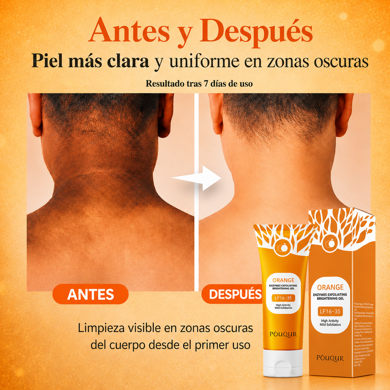Aclara y suaviza zonas oscuras desde el primer uso