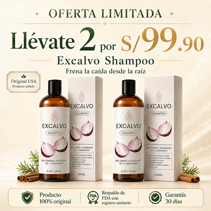 Frena la caída desde la raíz con Excalvo Shampoo USA
