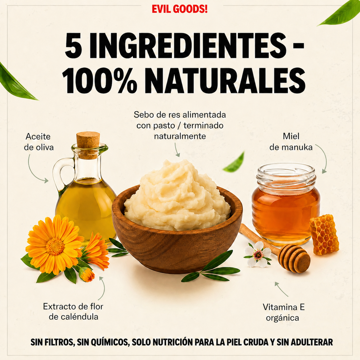 LA CREMA QUE TU PIEL ESTABA ESPERANDO - SIN QUIMICOS, SIN RELLENOS.
