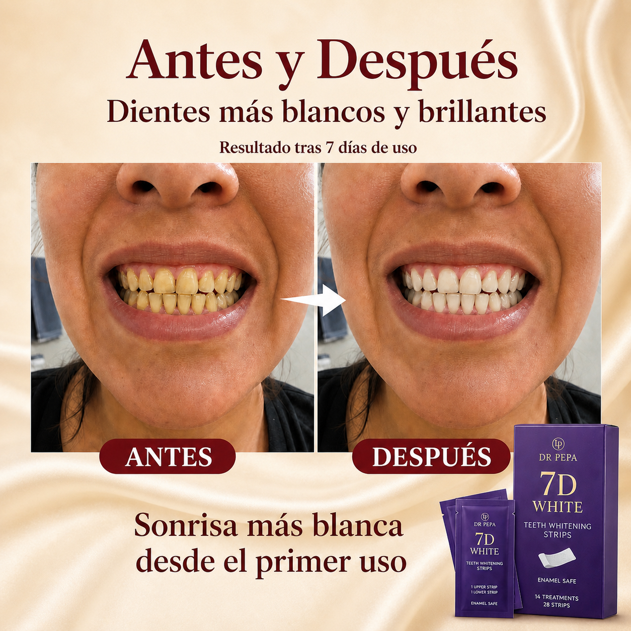 Elimina el amarillo de tus dientes desde el primer uso